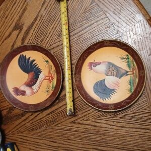 Vintage Rooster Plates Decor. 6 In. Diameter